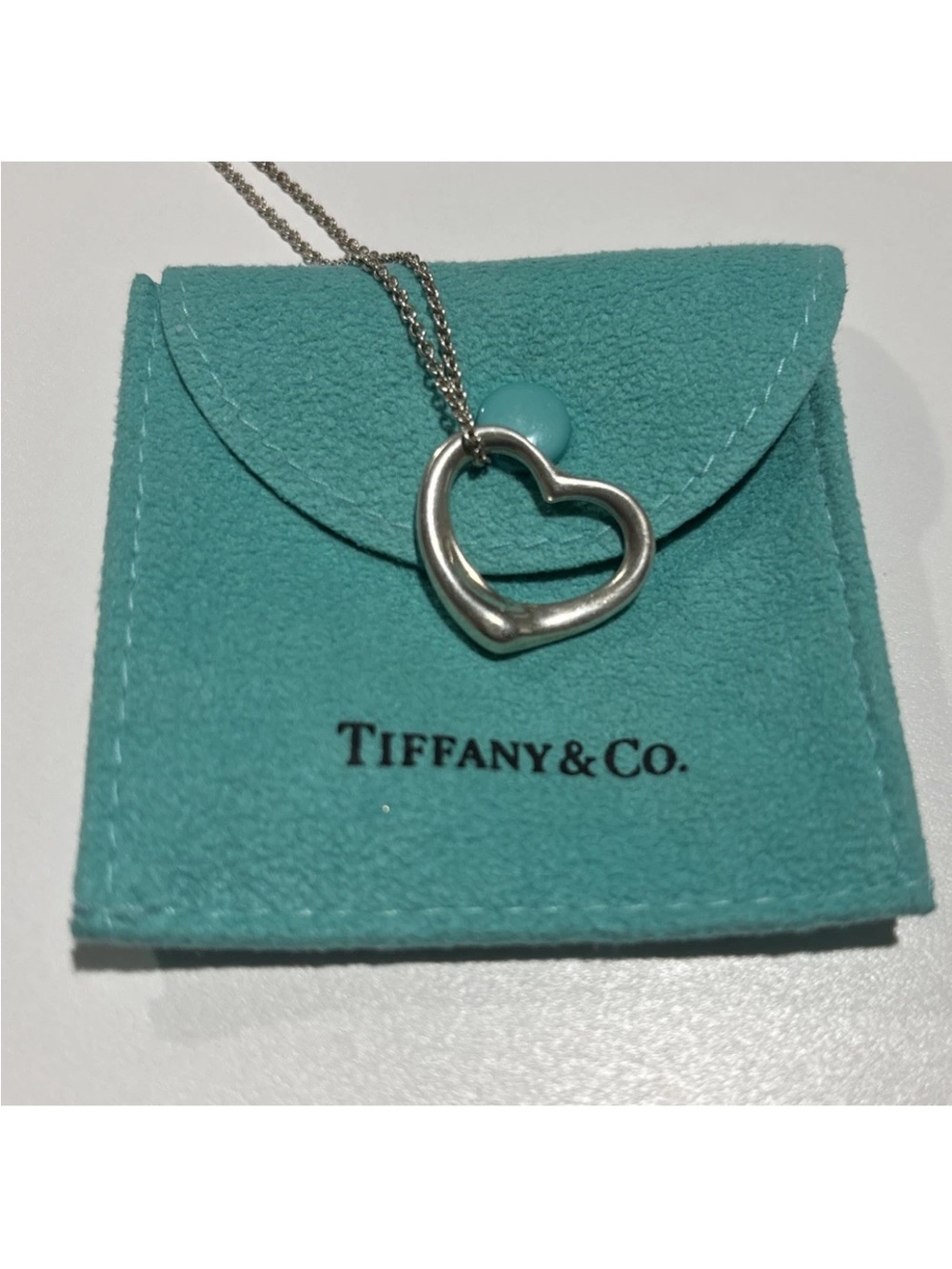 Tiffany sterling Elsa Peretti heart on chain necklace